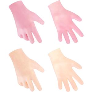 MoyRetty Silicone Moisturizing Gloves 2 Pairs, Flexible & Durable, Ideal for Dry Hands, Home Spa Experience - Pink & Beige