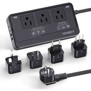 2000W Voltage Converter US to Europe for Hair Dryers, 7-in-1 220V to 110V Converter for European Travel with 3 AC/2 USBA/2 USBC Ports, Universal Power Converter Adapter Combo with EU/UK/IT/AU (Black)