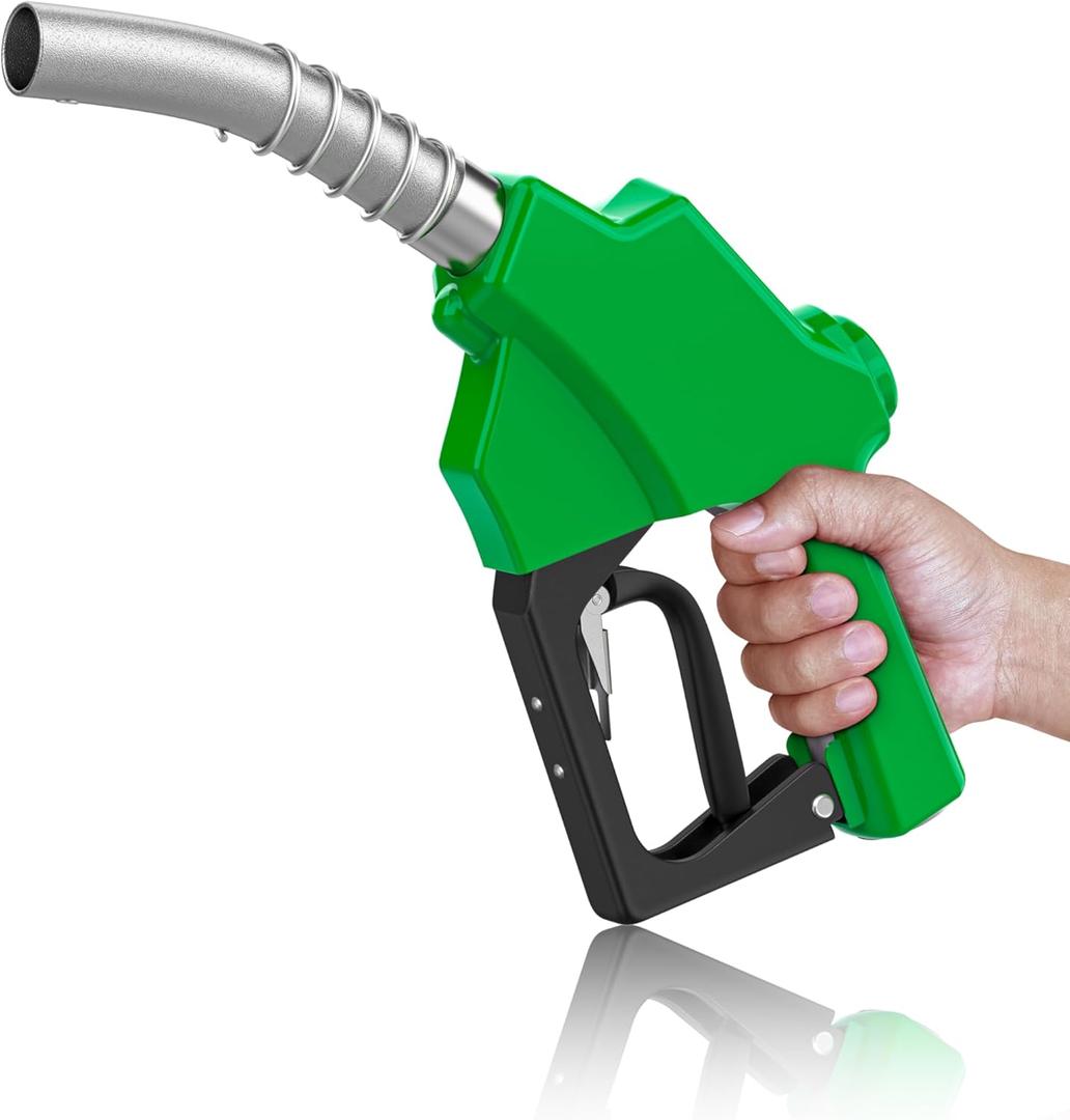 1"NPT Green Automatic Shut-Off Fuel Nozzle, Diesel Gas Pump Nozzles Max Flow Rate 30 GPM, 19/16" (OD=30mm) Spout Car Fuel Filling Transfer Nozzle Used for Diesel Petrol Gasoline Kerosene