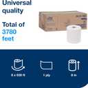 Tork Hand Towel Roll White H80, Universal, 100% Recycled Fiber, 6 Rolls x 630 ft, 8031600