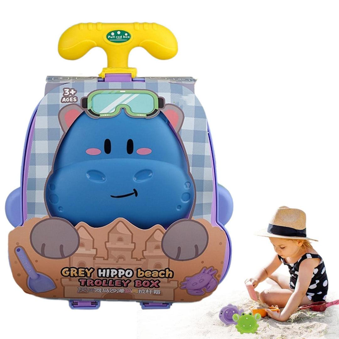 Misco Toys Grey Hippo Beach 8 Piece Set Trolly Box
