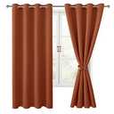 Hiasan Fall Blackout Curtains for Bedroom, 52 x 63 Inches Length - Thermal Insulated & Light Blocking Window Curtains for Living Room/Kids Room, 2 Drape Panels Sewn with Tiebacks, Burnt Ochre