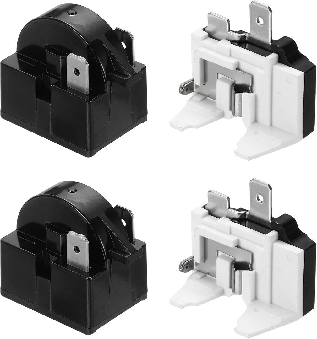 MECCANIXITY 2 Set PTC Refrigerator Starter Relay 15 Ohm 2 Pin and 1/6HP Freezer Overload Protector for Fridge Cooler Compressor
