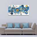I@U Circle Gold Blue Abstract Wall Art Decor Modern Maximalism Gold Blue Wall Art Living Room Pictures For Bedroom Wall Decor Kitchen Dining Room Office Canvas Print Artwork For Walls 24x48 Inch