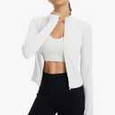 baleaf Women's UPF 50+ Sun Shirts Protection SPF Crop Jacket UV Protection Long Sleeve Full Zip Clothing Lightweight, XS, White