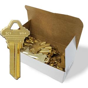 Schlage SC1 Key Blanks in Premium Brass | Uncut Keys for Home and Professional Use | 50 Blank Keys Compatible with 5-Pin Locks