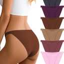Women's Seamless Underwear Stretch Cheeky No Show Panties Ladies Sexy High Cut String Bikini Panties 6 Pack, XL