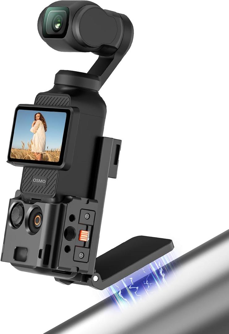 Metal Magnetic Mount Compatible with DJI OSMO Pocket 3 Accessories Multi-Functional Expansion Cage Aluminum Utility Frame Protective Case with Quick-Release Safety Lock, Black