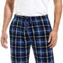DG Hill 1Pack or 3Pack Mens PJ Pajama Pants Bottoms Fleece Lounge Pants Sleepwear Plaid PJs with Pockets Microfleece (Large, 1pack-blue Plaid)