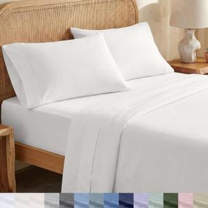 California Design Den Sheets Queen Size Bed Set - Soft 100% Organic Sheets with Deep Pockets, Crisp Percale, Breathable and Durable Bedding Set - True Ivory