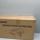 Stainless Steel Litter Box with High Sides, Include Scoop, Black