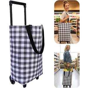 Rolling Shopping Bag, Small Shopping Cart with Wheels,Collapsible Portable Waterproof Tote for Market & Grocery Runs–Gift for Women & Seniors (Grey)