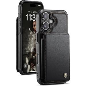 for iPhone 17 Wallet Case with Card Holder, PU Leather RFID Blocking Kickstand for Men and Women, Durable Shockproof Case for iPhone 17 (Black)
