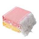 Genovega 2 Packs Oversized Cotton Turkish Beach Bath Towel Set 74"x38" Extra Large Sand Free Quick Dry Swim Camping Pool Clearance Towels Travel Blanket Adult Essentials Stripe Orange Yellow