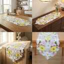 3 x AMARED Spring Table Runners Embroidered Cutwork Daisy Butterfly Runner for Kitchen Decoration 13 X 34 Inch