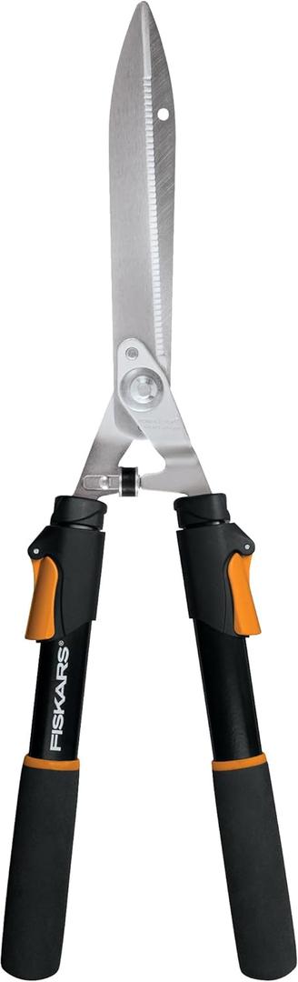 Fiskars Power-Lever Hedge Shears - 25"-33" Extendable Handle - Plant Cutting Scissors - Yard and Garden Tools - Orange/Black (1-Pack)