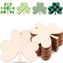 30Pcs 3.5" Wooden Shamrock Ornaments to Paint, St. Patrick's Day Decoration Cutouts, DIY Unfinished Wood Discs for Crafts Hanging Decorations (3.5INCH-30)
