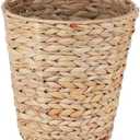 hardcometrue Boho Wicker Trash Can with Lid,Waterproof Bathroom Trash Can Hand Woven Wicker Waste Baskets for Kitchen Office Bedroom