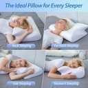 HOMCA Memory Foam Cervical Pillow, 2 in 1 Ergonomic Contour Orthopedic Pillow for Neck Pain, Contoured Support Pillows for Side Back Stomach Sleepers