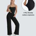 OMKAGI Workout Sets for Women Padded Tank Tops Matching Straight Leg Yoga Outfits (Black, XS)