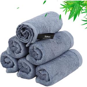 Wash Cloths 6 Pack, Reusable Makeup Remover Cloths, Super Soft and Gentle Face Towel for Sensitive Skin, 10x10 inch Small Face Washcloths, Easy to Rinse Quick Dry Slate Blue Facial Cleansing Cloths
