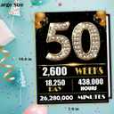 2 x Jumbo 50th Birthday Card for Women Men, Happy 50th Birthday Party Decorations for Her Him, Black Gold 50 Year Old Birthday Card, Double-Sided with Two Stickers