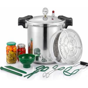 25 Quart Pressure Canner Cooker & pressure canners for canning & water bath canner | Pressure Gauge & Pressure Regulator | Induction Compatible & Pressure release 15.5 PSI (+/- 5%)