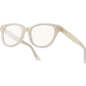 Blue Light Blocking Glasses Oval Oversized Stylish Thick Frame Computer Glasses UV400 Glare Women AB2210 (Beige)