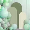 VitalCozy Set of 3 Wedding Arch Cover 4/5/6 ft Fabric Arch Backdrop Cover Double Sided Fitted Spandex for Baby Shower Birthday Party Decoration, Frame Not Included (Green Series)