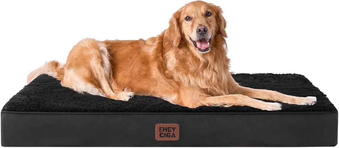 EHEYCIGA Orthopedic XL Dog Beds for Extra Large Dogs with Removable Washable Cover for Crate, Black, 41x27 (41*27*3.5 inches)