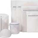 Laundry Mesh Wash Bags  Durable Zipper Delicates Laundry Bags for Clothes, Underwear & Sweaters, Multi-Design Sets (Gray White Fine Mesh 7-pack)