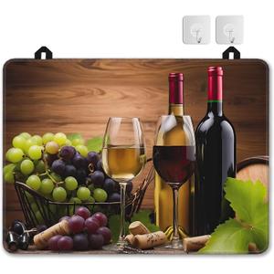 Wine Glasses Glass Top Stove Cover Protector, Farmhouse Grape Wine Bottle Stove Top Covers for Electric Stove, Washable Heat Resistant Cooktop Mat Anti-Slip Range Covers, 28 x 20 Inch