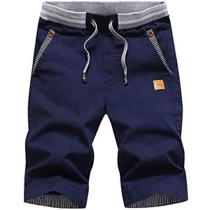 Tansozer Men's Shorts Casual Classic Fit Drawstring Summer Beach Shorts with Elastic Waist and Pockets, Size Large