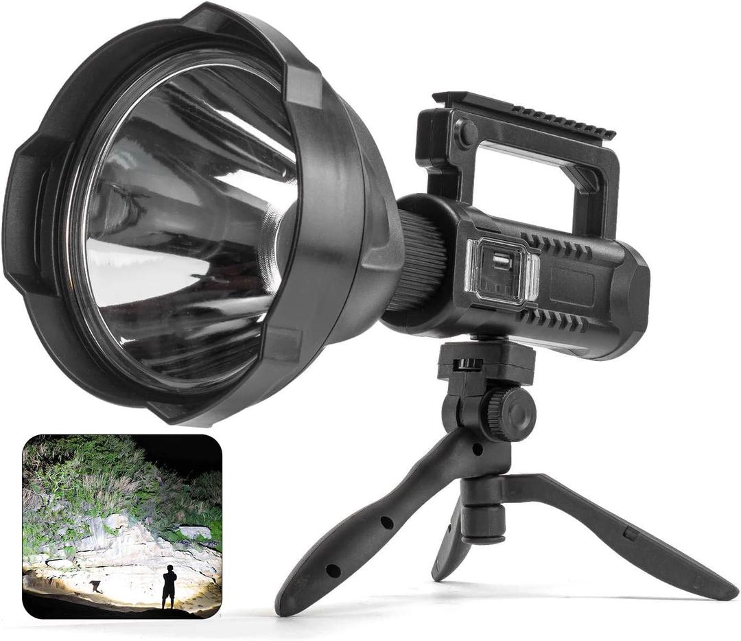 Rechargeable Spotlight, 2,000,000 Lumens Super Bright LED Flashlight, IPX5 Waterproof Handheld Searchlight for Camping Boating Hiking Emergencies (Large)