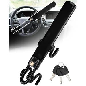 Tevlaphee Steering Wheel Lock Anti-Theft Car Device Heavy Duty Security Car Lock Antitheft Locking Devices Great Deterrent Adjustable Car Wheel Lock Anti Theft for Vehicle Truck with 3 Keys(Black)