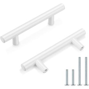 Probrico 10 Pack| White Cabinet Pulls 3 Inch Modern Cabinet Hardware Euro T Bar Handles Cupboard Drawer Closet Handles