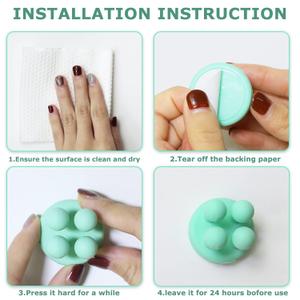 Silicone Toothbrush Holders - 1Pc Razor Hooks Adhesive Wall Mounted for Hanging Towel Key Plug Cable, Utility Decor Stick to Dorm Room Door Function for Kitchen Bathroom Home Office, Green