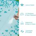 Uphome Coastal Outdoor Rug Waterproof 8x10, Reversible Ocean Beach Theme Patio Plastic Straw Rugs, RV Camping Outside Carpet Mat for Pool Back Yard Deck Picnic, 8 x 10 ft