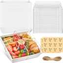 ZORRITA 7 x 7 Inch Large Charcuterie Boxes with Clear Lids, 20 Pack Disposable Square Bakery Boxes To Go Food Containers for Charcuterie, Cake Slices, Desserts, Strawberries, Cookies (White)