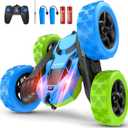 Cosone Remote Control Car Toys for Boys - 4WD 2.4Ghz Double Sided 360 Rotating All Terrain RC Cars with Cool Lights, Kids Birthday for Boys-Blue & Green (Standard)