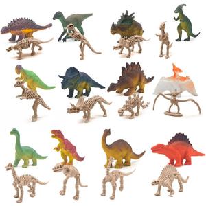 Winbar Mini Dinosaur, 24pcs Mini Dinosaur Figures and Skeletons Plastic Small Toys Little Dino Figurine for Dino Cake Topper, Easter Eggs Filler Party Favor Supplies