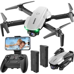 SIMREX Drone With Camera 1080P for Kids And Adults, RC Quadcopter With Altitude Hold, Mini Drone With One Key Start, Waypoint Fly, Headless Mode, 3D Flip, 3 Speeds, Remote Control Drone for Beginners (New White)