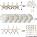 JQAQJU 16PCS Starfish and Scallop Shells for Crafts 3"-4" with Pearls, Natural Sea Shells for Crafting Beach Party Christmas Decor DIY
