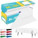 White Plastic Table Cover Roll - 54IN x 100FT, Table Cloth for Rectangle Table with Slide Cutter, Plastic Table Cloth Disposable with Cut-to-Size Design for Weddings, Banquets, Parties