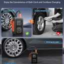 Hafuloky Tire Inflator Portable Air Compressor, 150PSI Cordless Air Pump with Cigarette Lighter Plug, Air Compressor for Car, Motorcycle, Bicycle and Balls(Black)