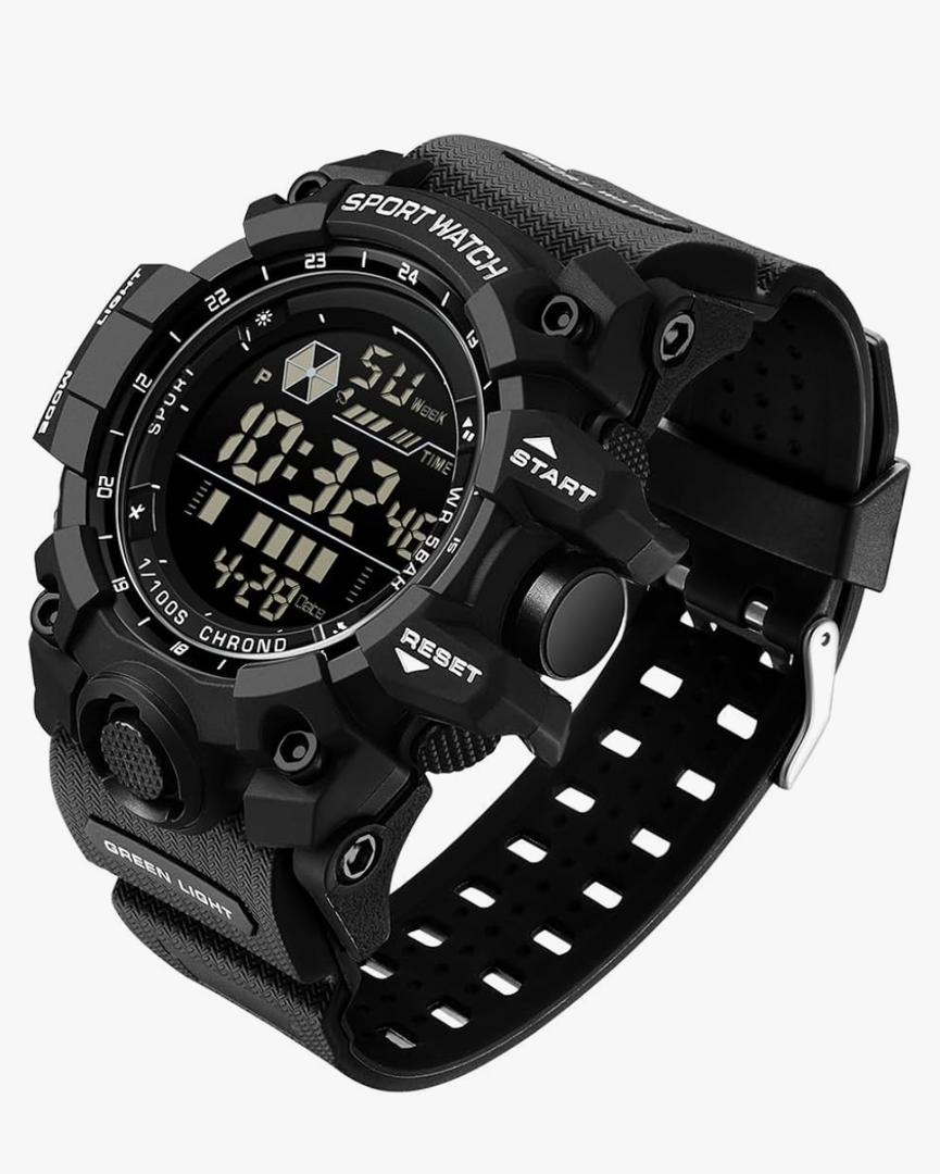 FANMIS Mens Military Multifunction Digital LED Watch Electronic Waterproof Alarm Quartz Sports Watch (U Black)