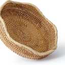 YANGQIHOME Rattan Bread Basket, Round Fruit Baskets, Wicker Storage Bowls, Natural Woven Serving Basket Bowls, Decorative Baskets for Kitchen Counter Organizing, Set Of 2