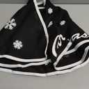 HOHOTIME Burlap Christmas Tree Skirt, 30 Inch Black Tree Skirt with White Snowflakes and Merry Christmas Words, for Xmas Holiday Home Decoration