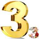 Mifoci 13.7" 2025 Graduation Cardboard Number for Charcuterie Photo Booth Props Birthday Party Anniversary Fillable Paper Mache Chocolate Candy Cupcake Gifts(Gold, Number 3)