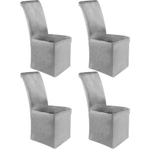Moukeren Set of 4 Velvet Stretch Chair Covers Stretch Slipcovers Fur Chairs Cover Soft Removable Long Solid Slipcover for Wedding Dining Room(Gray) (Grey)